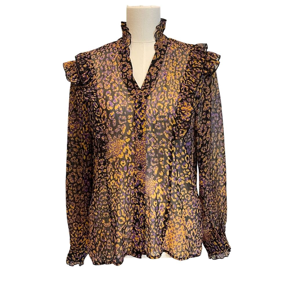 The Shirt Rochelle  Behrens Print Colorful Shirt Size Small